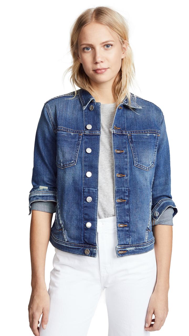 L Agence Celine Slim Fit Distressed Jacket