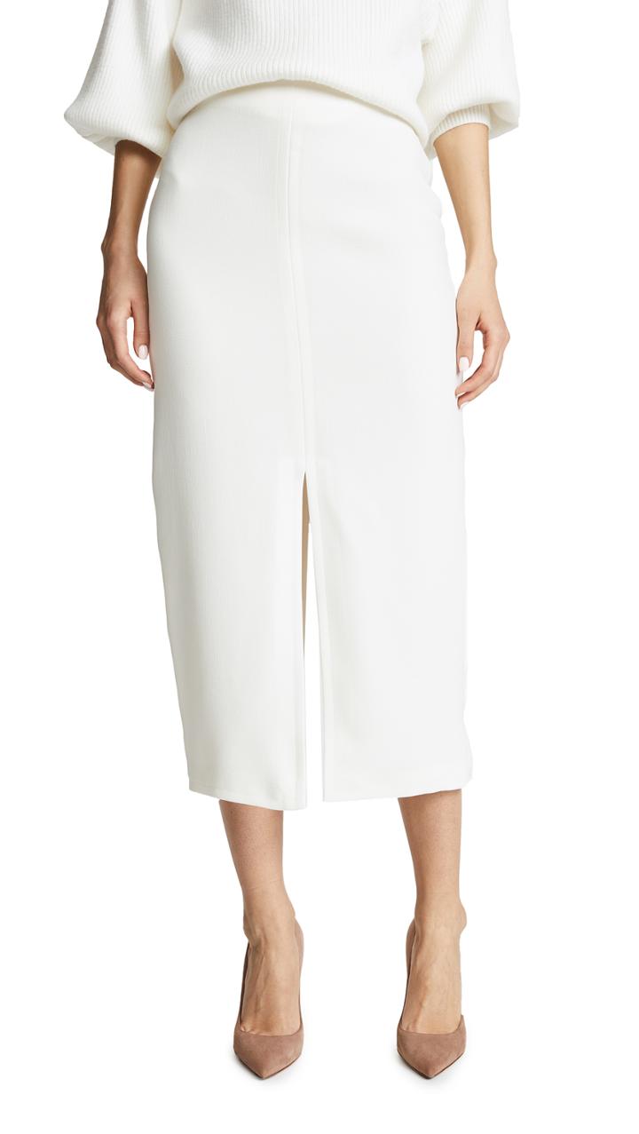 Yigal Azrouel Cream Suiting Slit Skirt
