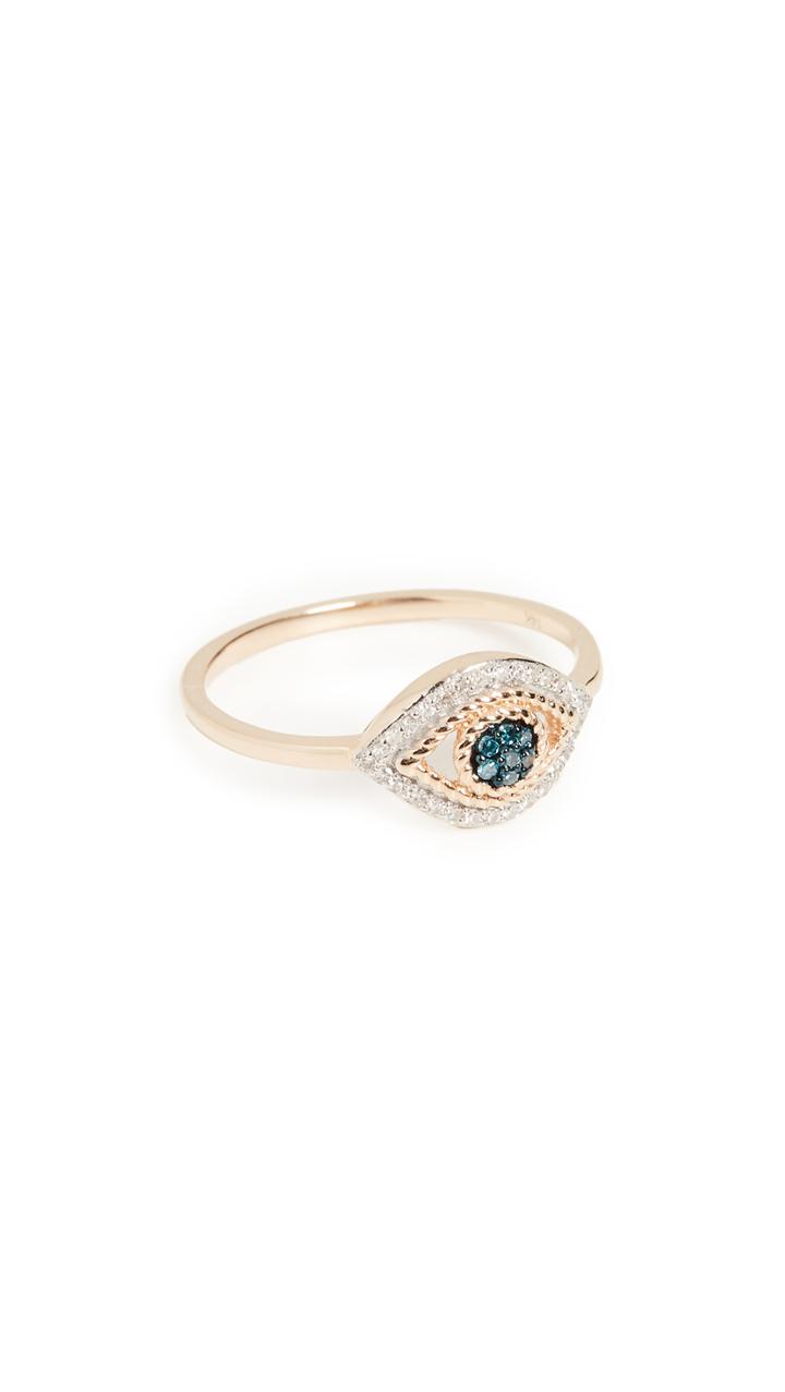 Adina Reyter Tiny Pavé Evil Eye 14k Ring
