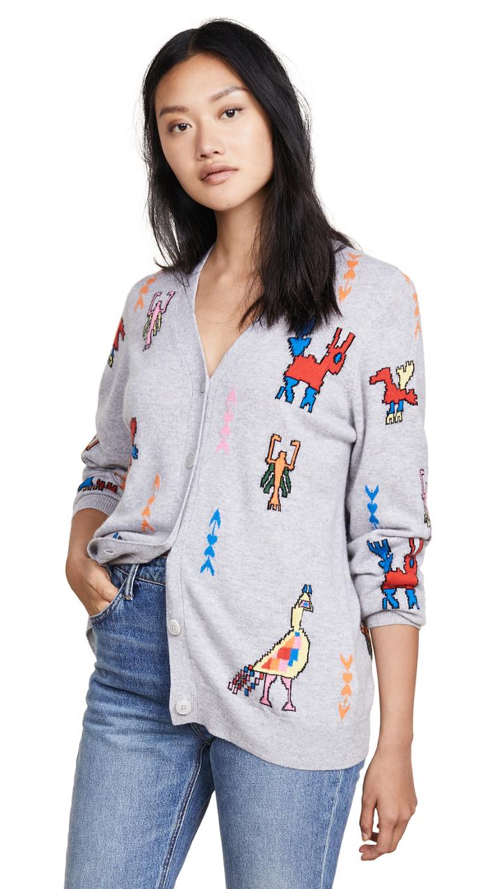 Chinti And Parker Tattoo Cashmere Cardigan