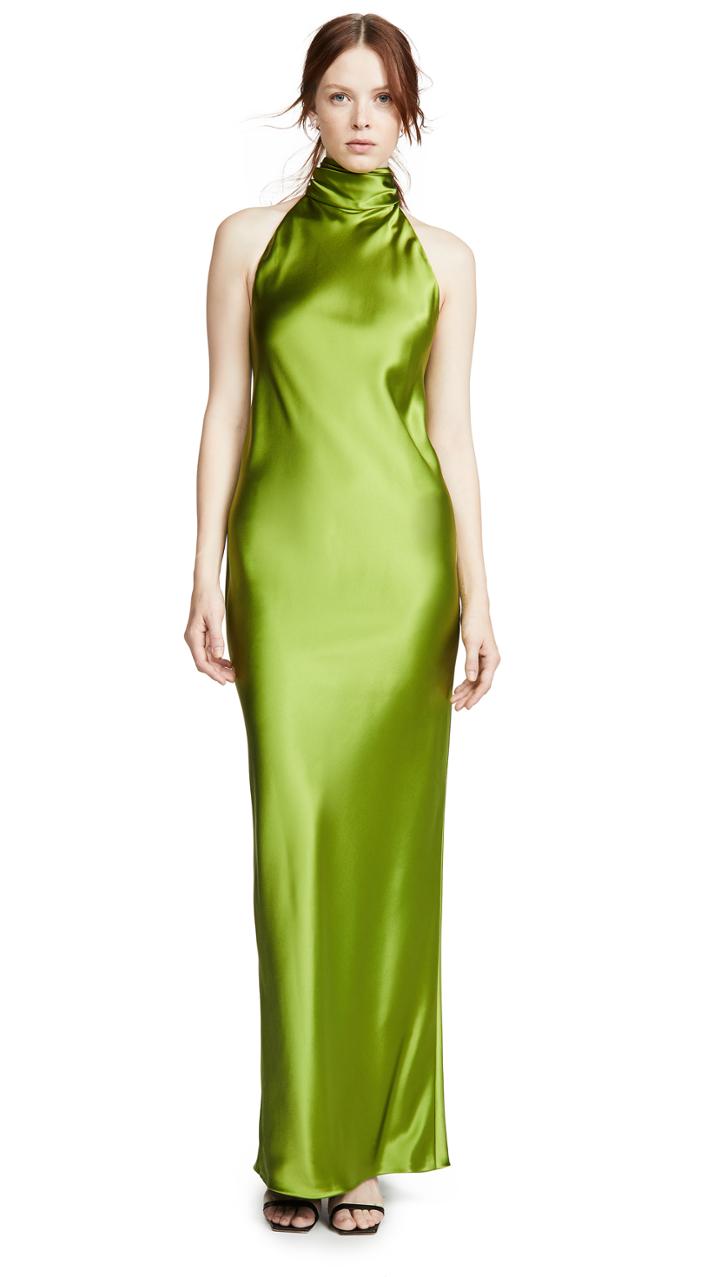 Brandon Maxwell Charmeuse Cowl Neck Gown
