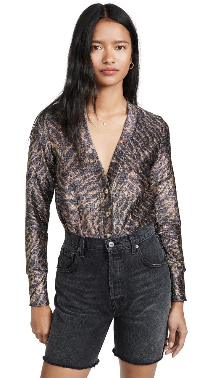 Ganni Metallic Jersey Cardigan
