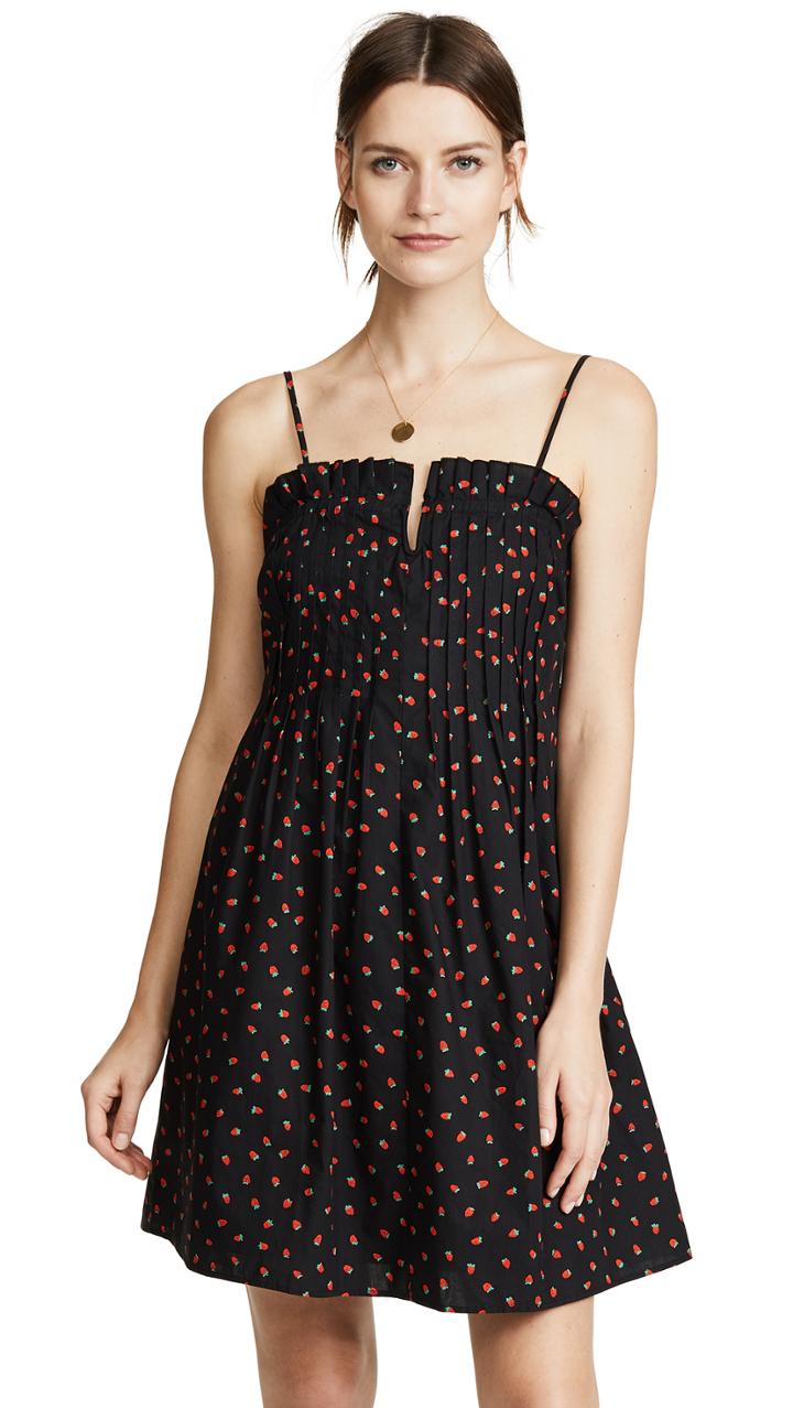 Madewell Strawberries Pintuck Ruffle Cami Dress