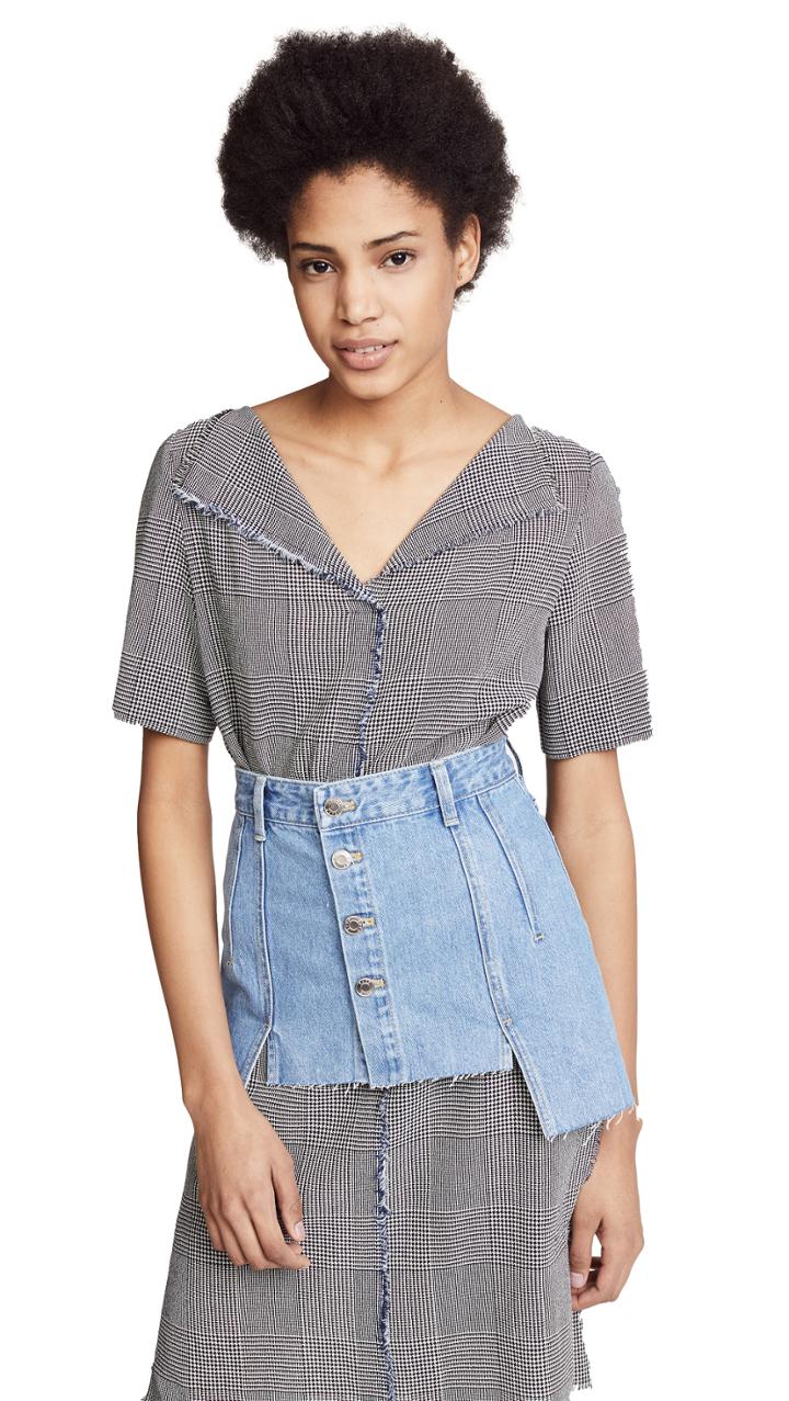 Sjyp Denim Layered Skirt