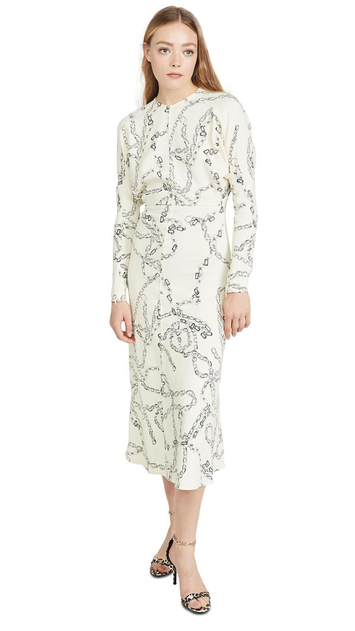 Victoria Beckham Long Sleeve Dolman Midi Dress