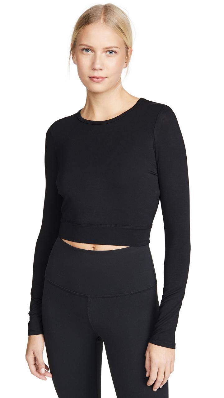 Good American Active Long Sleeve Open Back Top