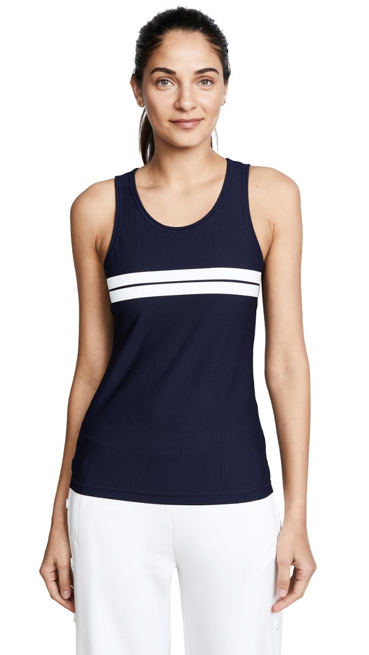 Tory Sport Parallel Stripe Reflective Mesh Tank
