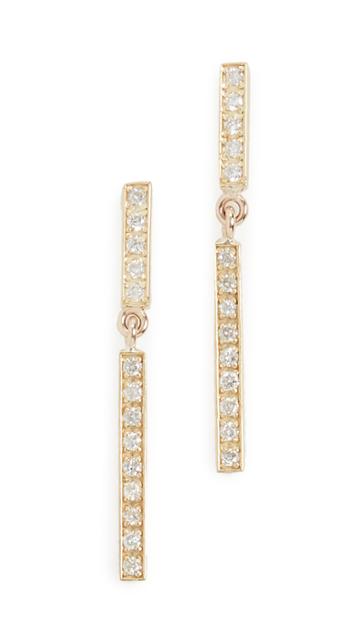 Jennifer Meyer Jewelry 18k Diamond Short And Diamond Long Bar Studs