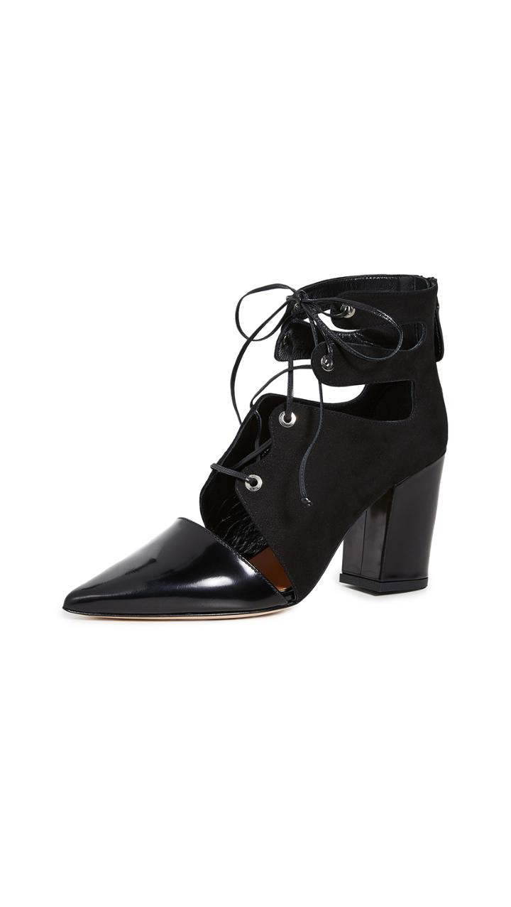 Self Portrait Ava Black Lace Up Booties