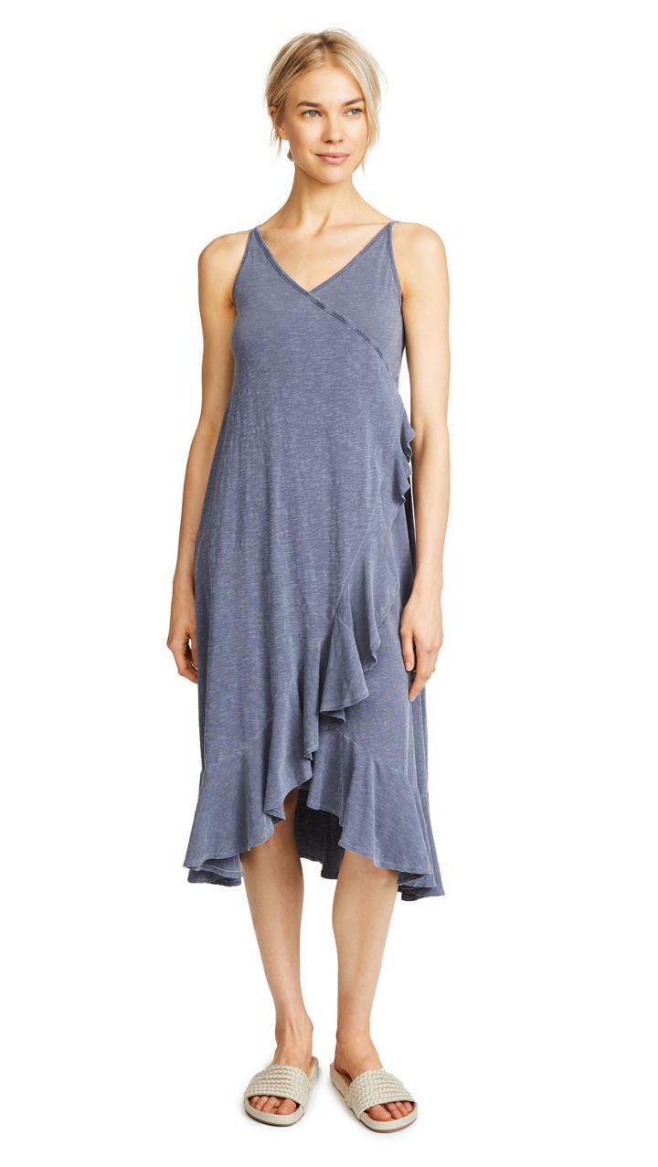 Sundry Crossover Ruffle Midi Dress