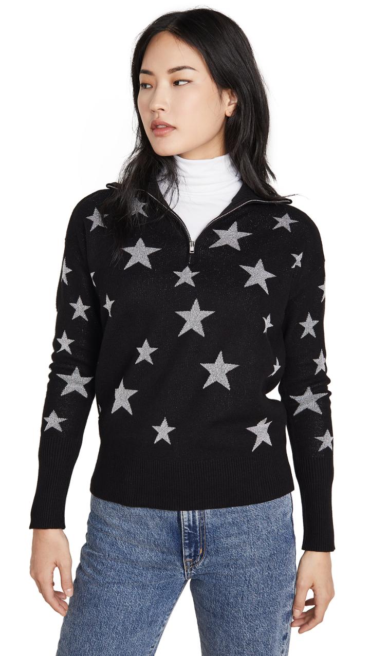 Chaser Star Intarsia Drop Shoulder Funnel Neck Pullover