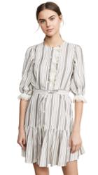 La Vie Rebecca Taylor Long Sleeve Eyelet Stripe Dress