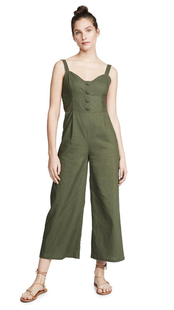 Moon River Hunter Green Jumpsuit