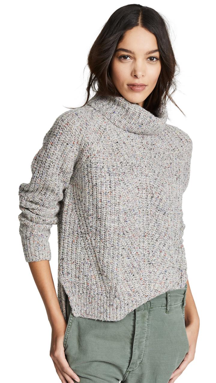 Madewell Color Flecked Ribbed Turtleneck Sweater