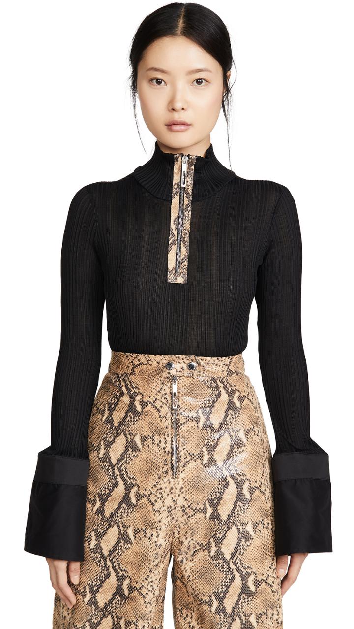 Ellery Arcade Tulip Sleeve Zip Top