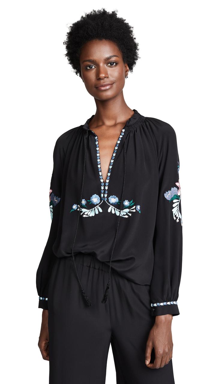 Vilshenko Zeta Botanical Embroidered Blouse