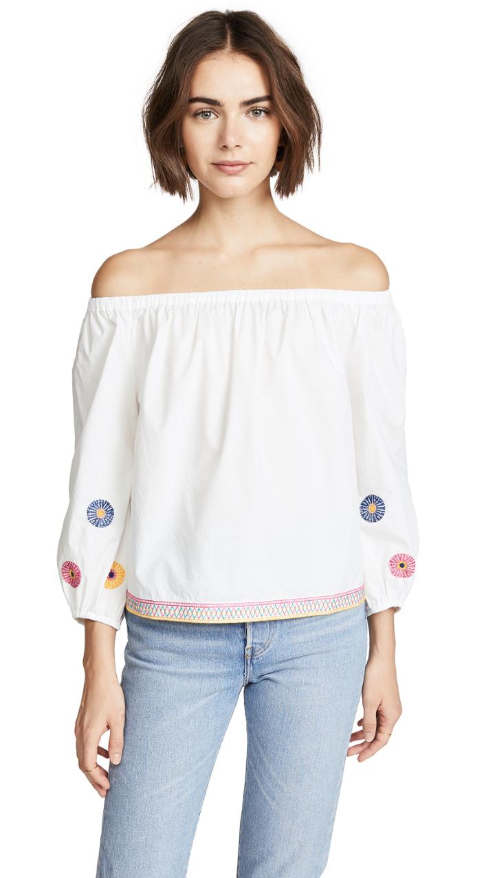 Madewell Embroidered Off Shoulder Top