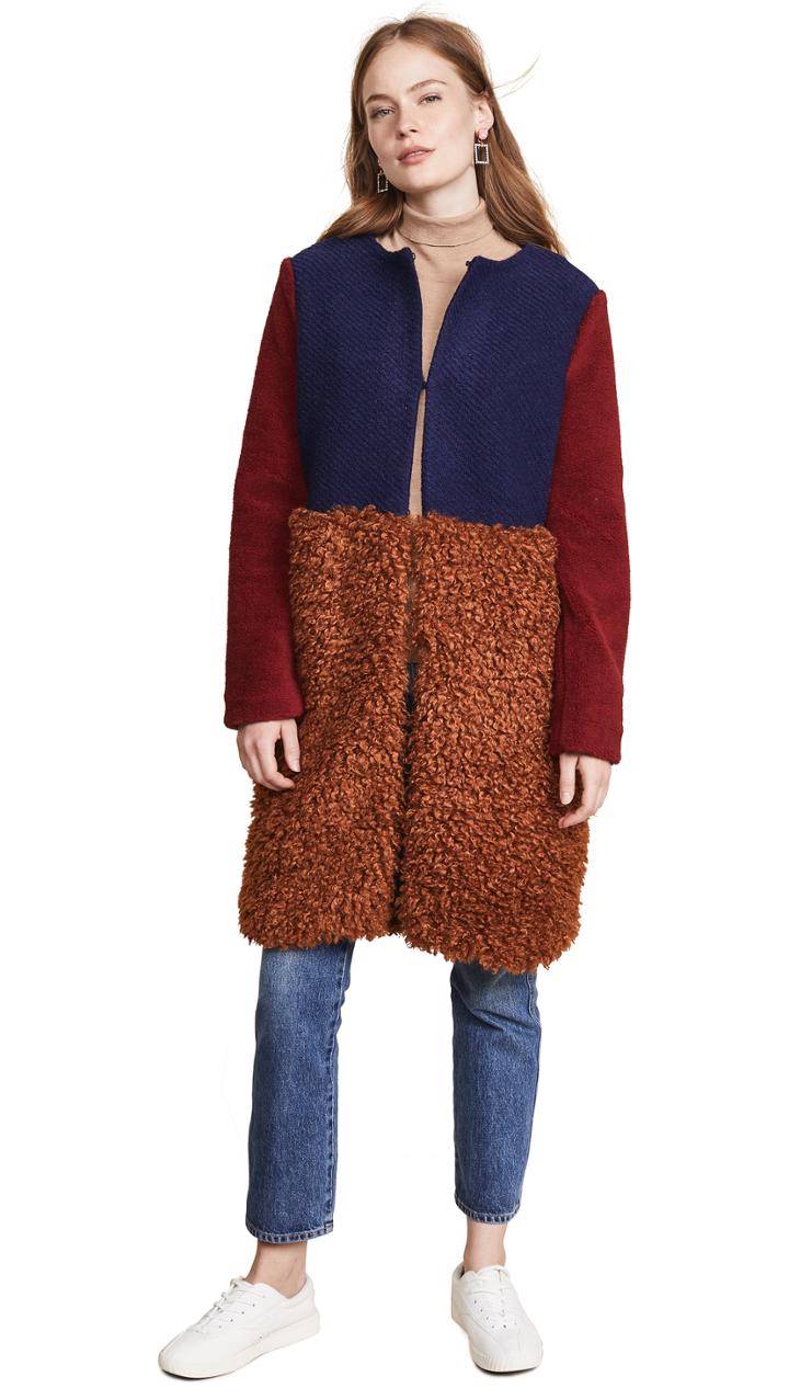Endless Rose Fuzzy Colorblock Coat