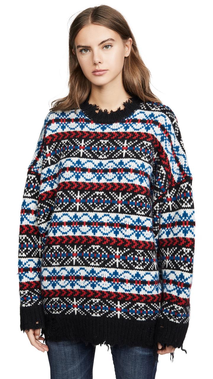R13 Oversized Fair Isle Cashmere Sweater