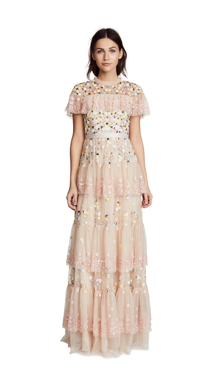 Needle Thread Tiered Anglais Gown