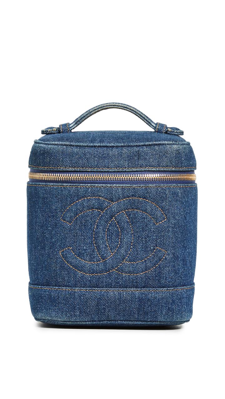 What Goes Around Comes Around Chanel Blue Denim Vanity Bag