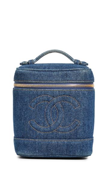 What Goes Around Comes Around Chanel Blue Denim Vanity Bag