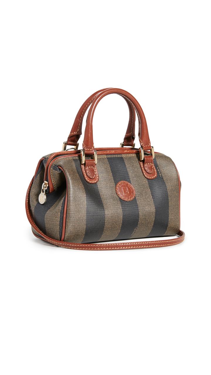 What Goes Around Comes Around Fendi Brown Pequin Boston Mini