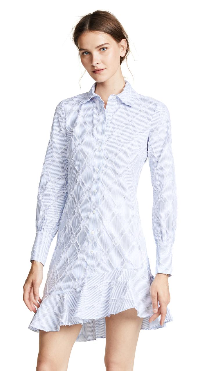 Derek Lam 10 Crosby Shirt Dress With Ruffle Hem