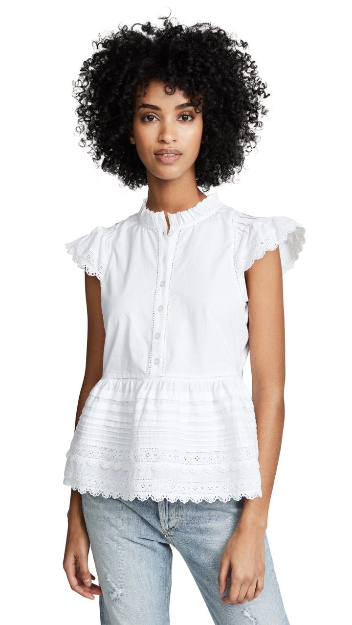 Sea Lilli Eyelet Flutter Top
