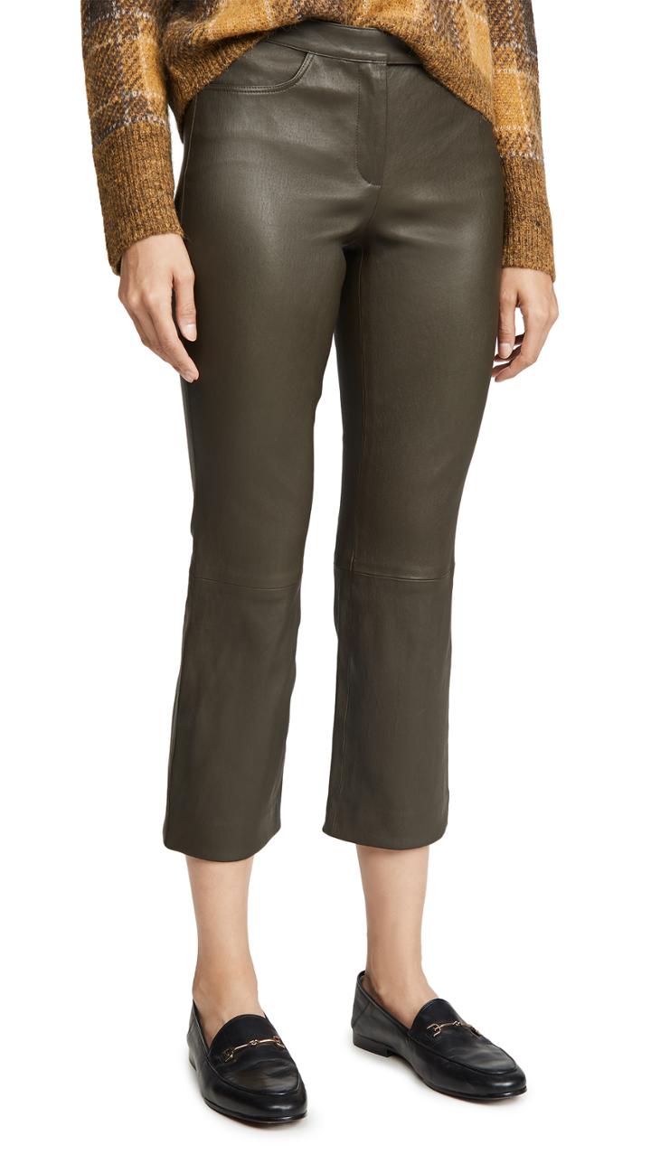 Theory Cropped Leather Pants
