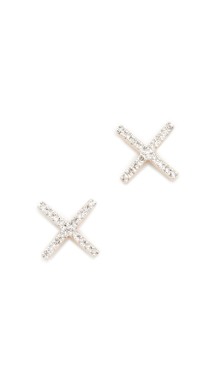 Adina Reyter 14k Gold Pave X Post Earrings