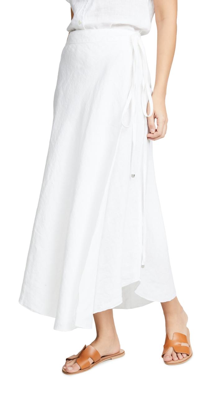 Three Dots Linen Wrap Skirt