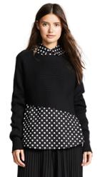 Paskal Polka Dot Shirt Asymmetric Knit Top