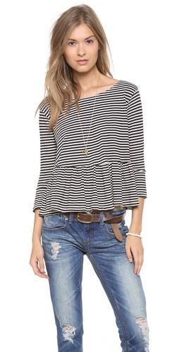 Free People Striped Peplum Top