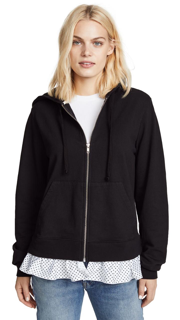 Clu Asymmetric Hoodie With Polka Dot Ruffle