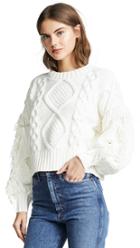 Line Dot Jasper Fringe Cable Knit Sweater