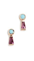 Scosha 14k Keyhole Turquoise And Garnet Stud Earrings