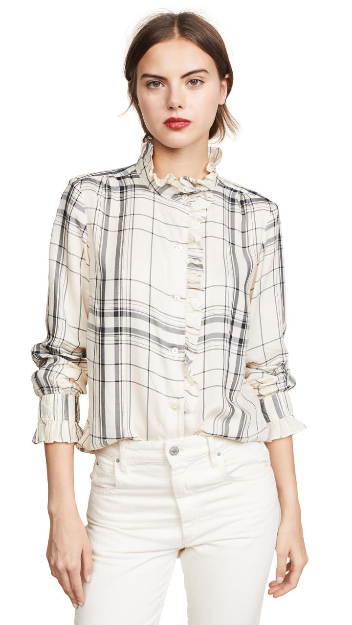 Frame Ruffle Plaid Shirt