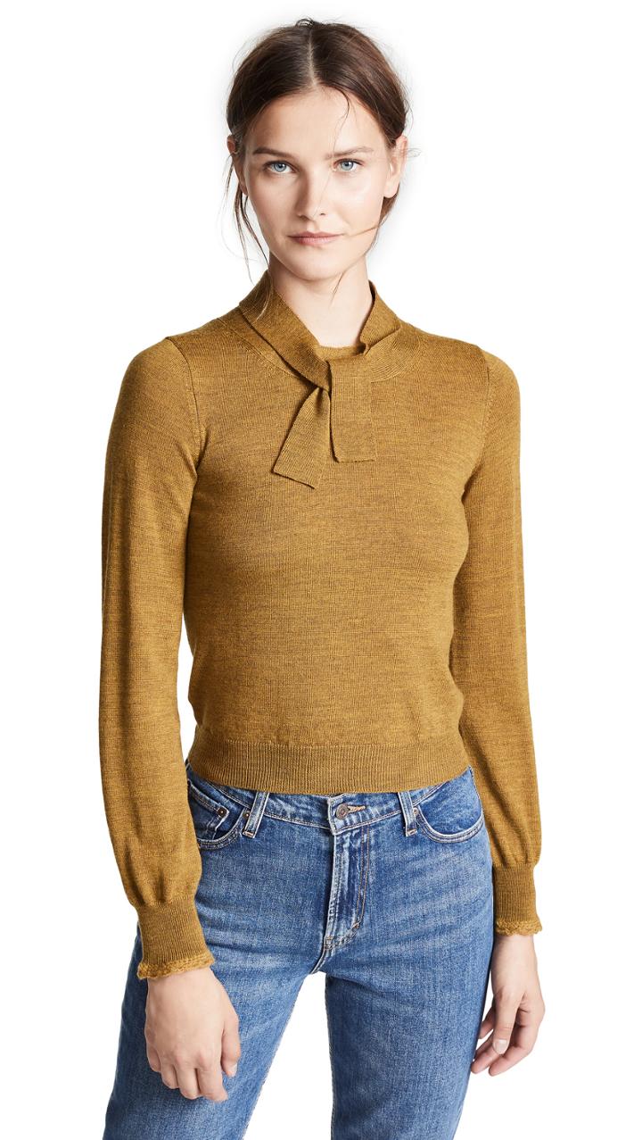 See By Chloe Tie Neck Flare Sleeve Sweater