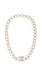 What Goes Around Comes Around Chanel Silver Turn Lock Necklace