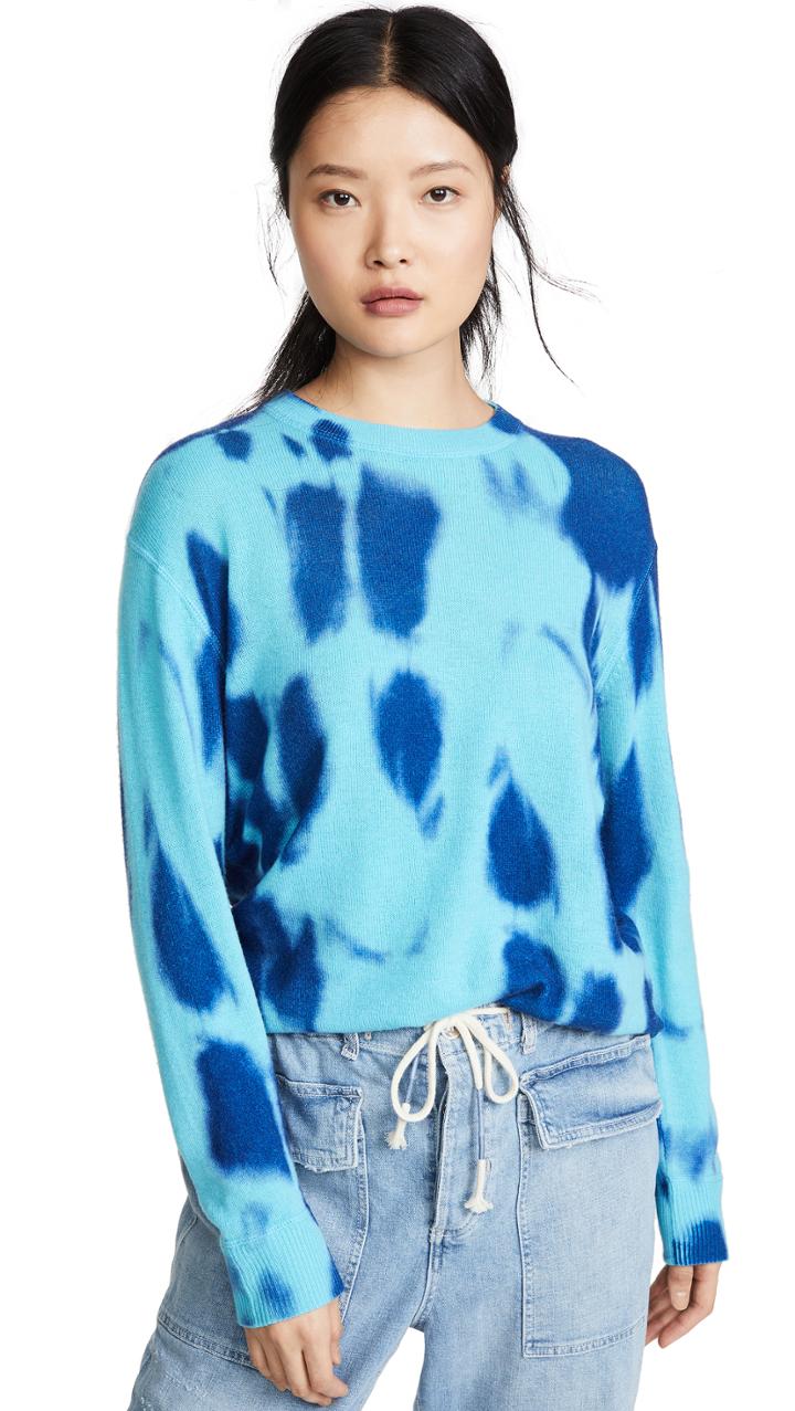 Autumn Cashmere Cashmere Blotch Print Boyfriend Crew Sweater