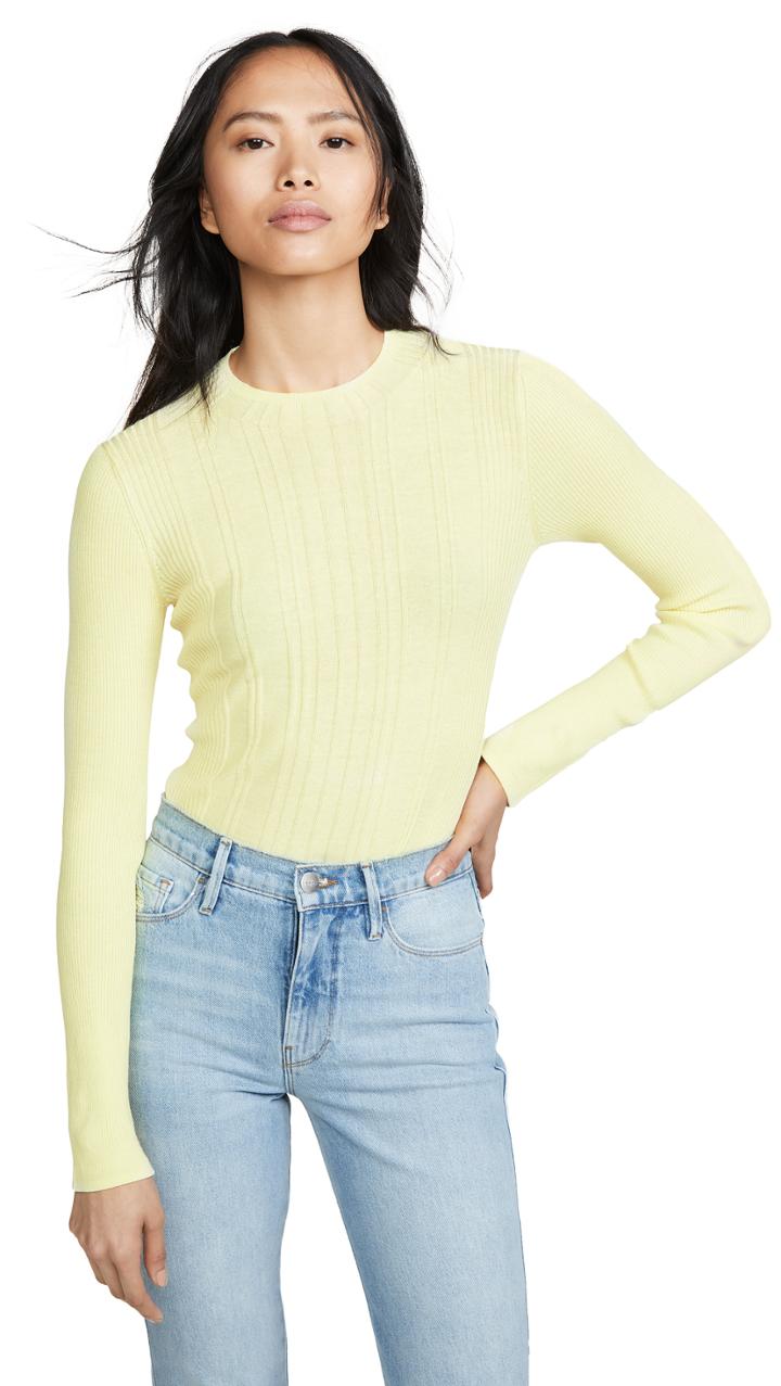 Vince Variegated Rib Mock Neck Pullover
