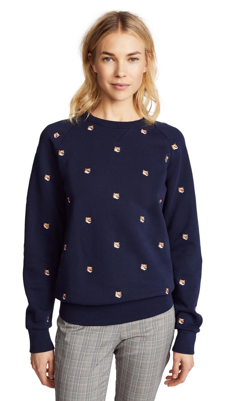 Maison Kitsune Fox Head Embroidery Sweatshirt