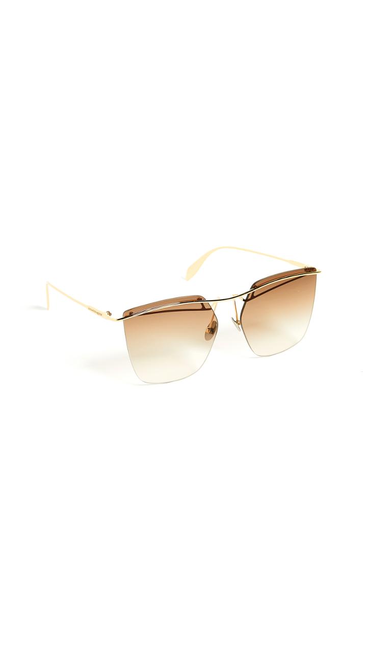 Alexander Mcqueen Sculpted Metal Rectangular Sunglasses