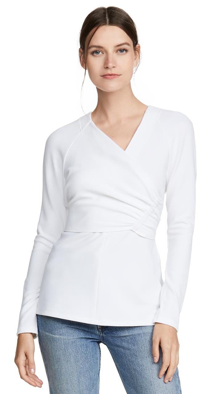 Tibi V Neck Wrap Top