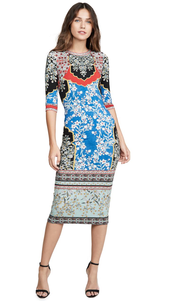 Alice Olivia Delora Crew Neck Dress
