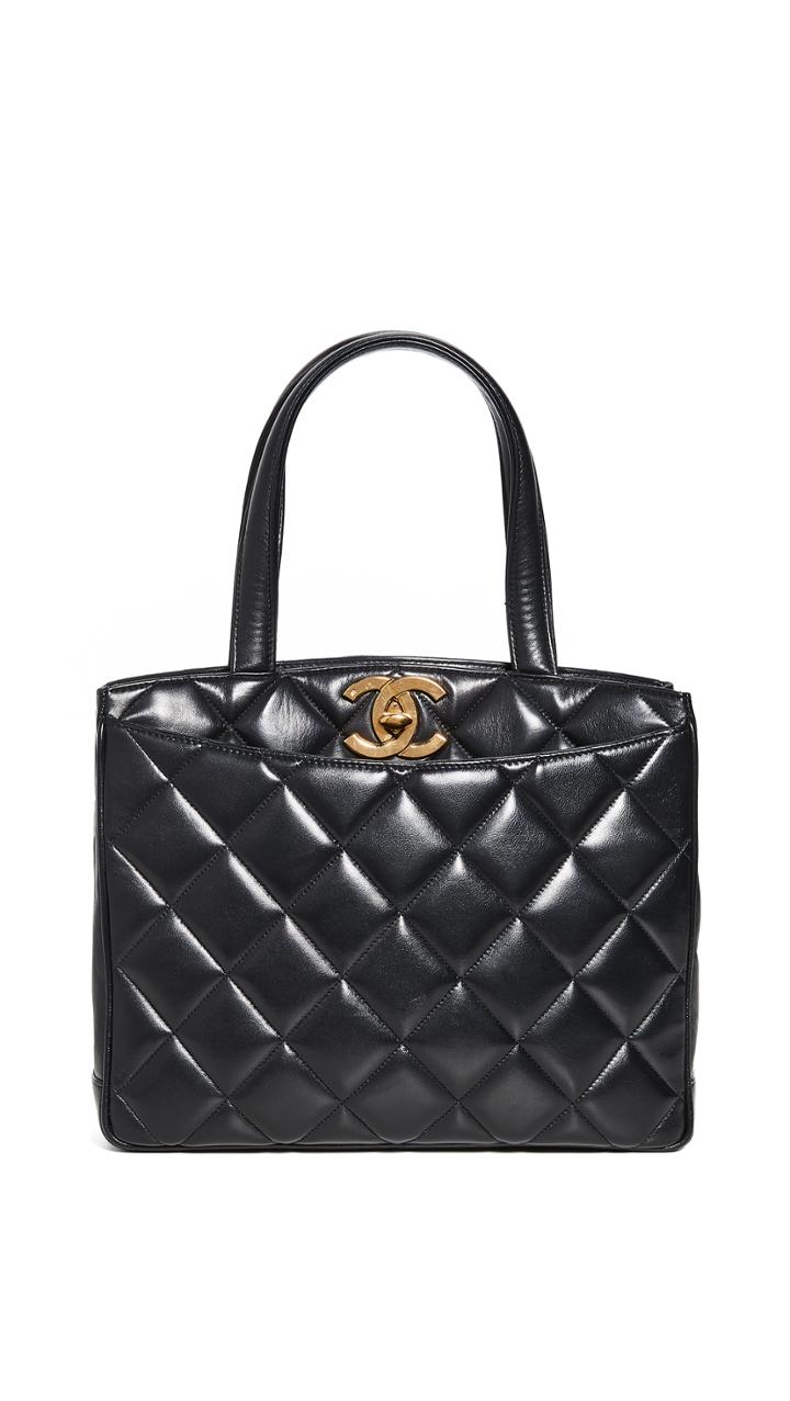 What Goes Around Comes Around Chanel Black Medium Turnlock Tote