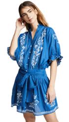 Juliet Dunn Cotton Blouson Dress With Sash Ties