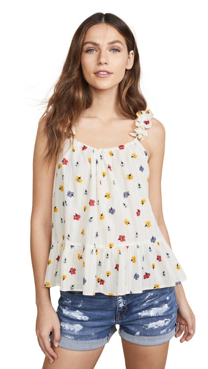 Madewell Metallic Stripe Floral Print Cami