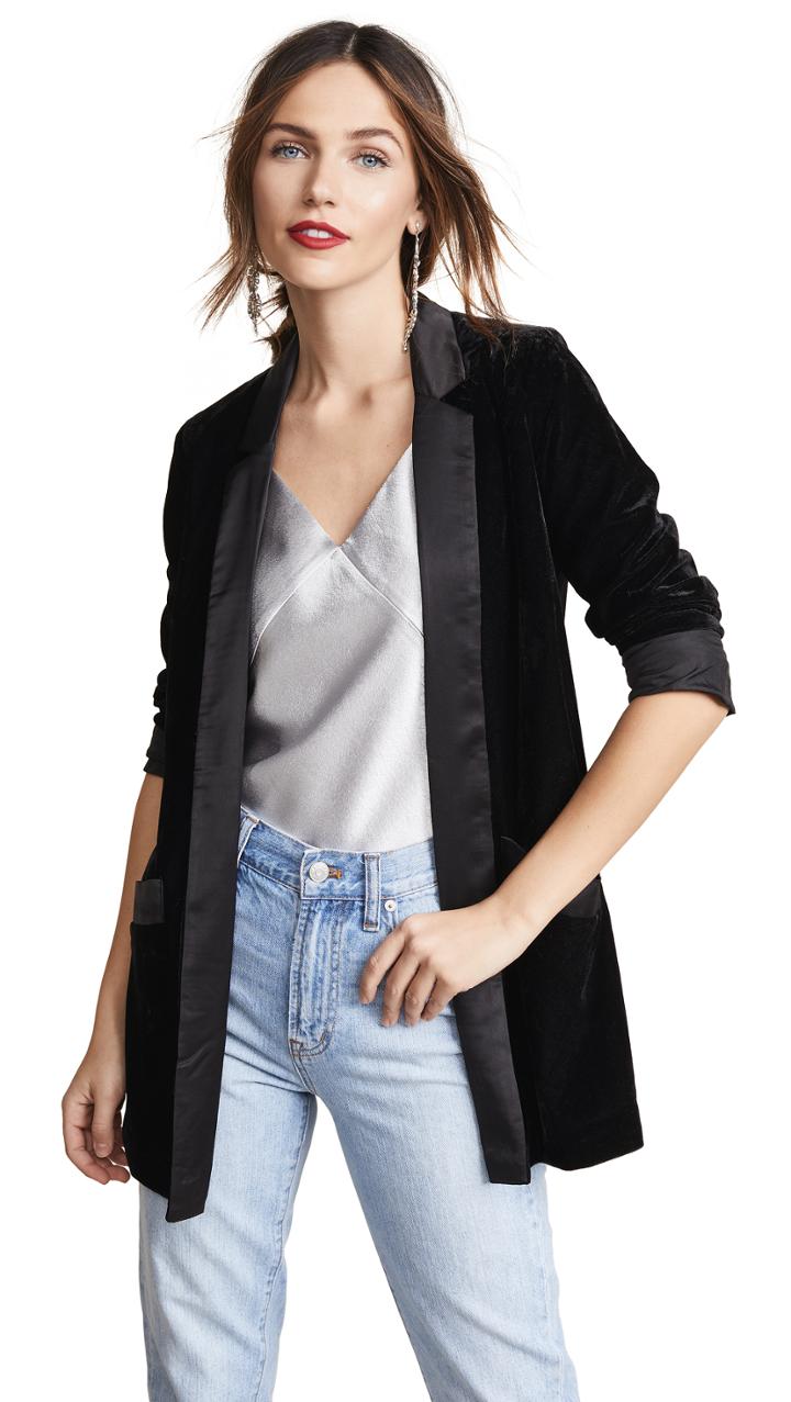 Bb Dakota Midnight In Paris Velvet Blazer